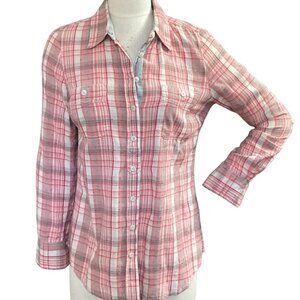 Aventura Organic Plaid Button Down Long Sleeve Shirt Sz S #41A